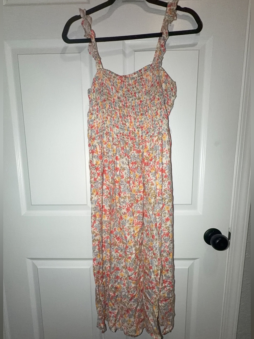 Dry Goods (Lush) Coral, Yellow & Cream Floral Smocked Maxi Dress